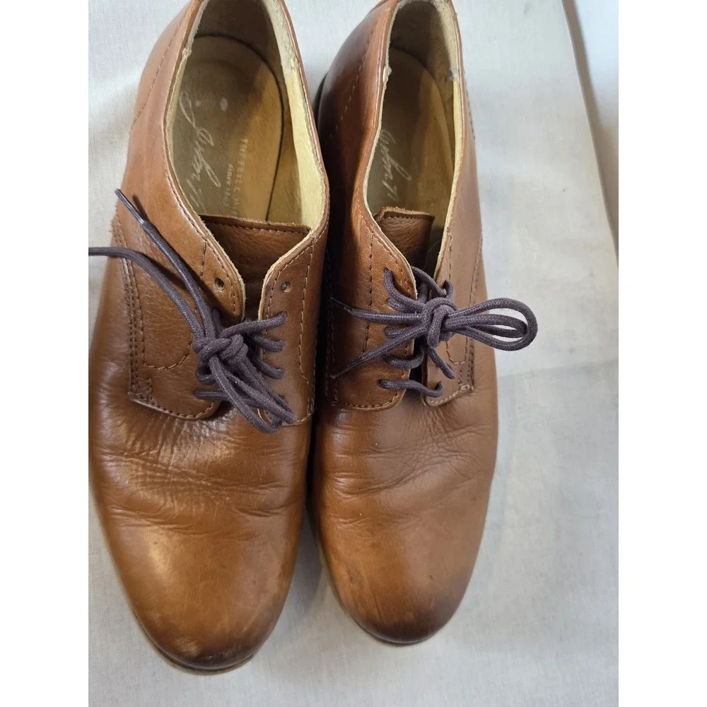 Frye Paul Oxford Saddle Leather Shoes Mens 8B Brown‎ Dress Shoes